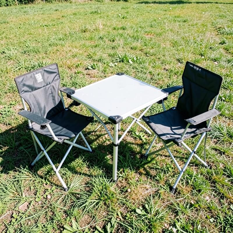 Mesa y sillas plegables de camping